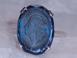 Silver Blue Cameo Ring