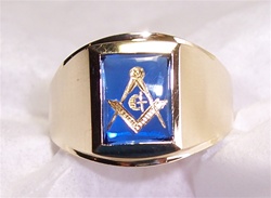 Blue Sapphire Masonic Ring