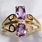 Mother's Ring with 2 Colored Gemstones