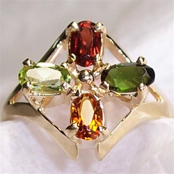 Mother's Ring with 4 Colored Gemstones