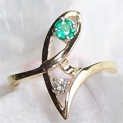 Mother's Ring with 2 Colored Gemstones
