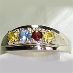 Mother's Ring with 4 Colored Gemstones