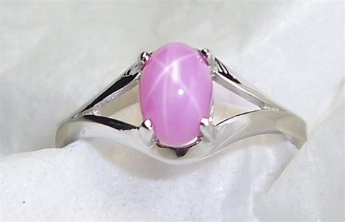 Platinum Gold Natural Pink Star Sapphire Ring with Diamonds – Baikalla