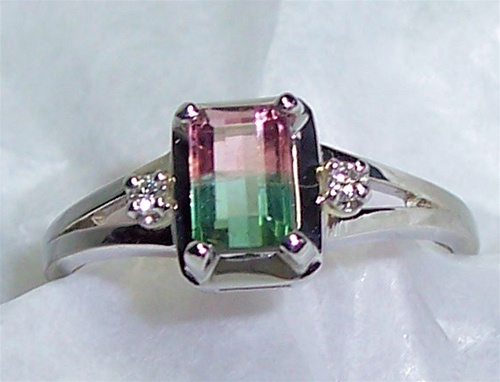 Emerald Cut Watermelon Tourmaline Roman Ring – Lauren K Fine Jewelry NY